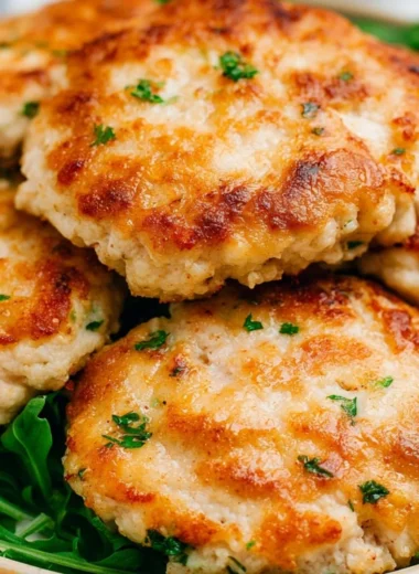 Crispy Air Fryer Chicken Patties served with dipping sauce