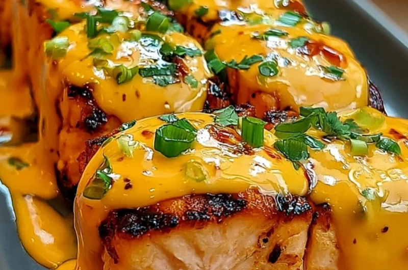 Delicious Bang Bang Salmon served on a plate, ready in 15 minutes.
