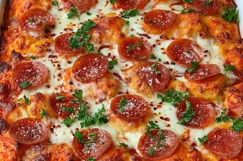 Delicious Bubble Up Biscuit Pizza Casserole fresh out of the oven
