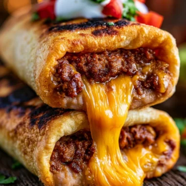 Cozy beef and cheese chimichangas served with salsa