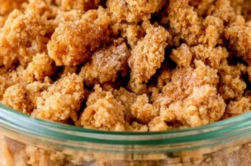 A delicious bowl of graham cracker crumble ready for dessert toppings.
