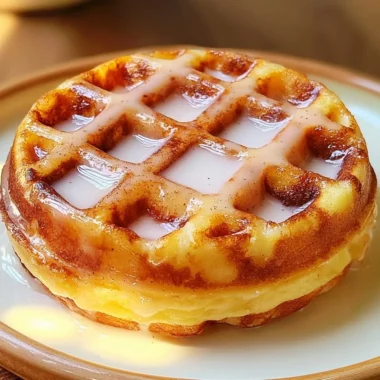 Healthy donut chaffle served on a plate with toppings.