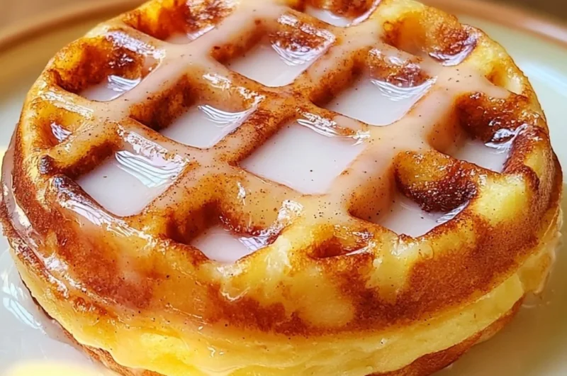 Healthy donut chaffle served on a plate with toppings.