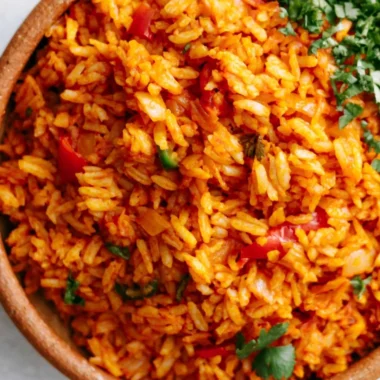 Delicious Mexican rice cooked with spices and served in a cozy setting.