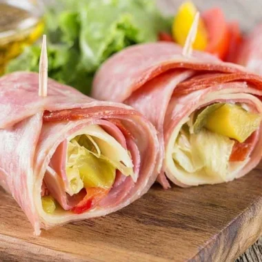 Delicious Keto Italian Sub Roll-Up with fresh ingredients and herbs