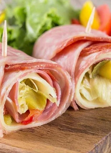 Delicious Keto Italian Sub Roll-Up with fresh ingredients and herbs