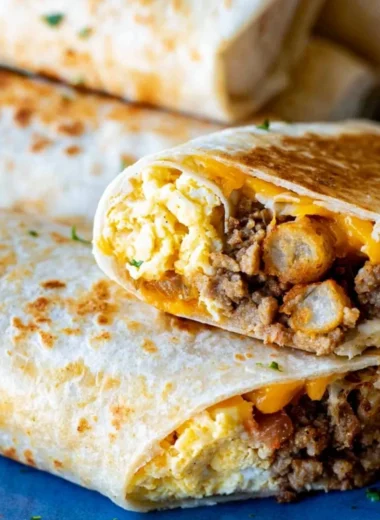 Delicious make-ahead breakfast burritos ready to serve for a crowd