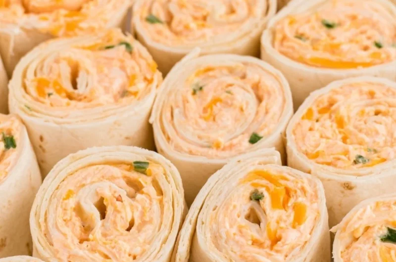 Buffalo Chicken Pinwheels ready to serve as a delicious appetizer.