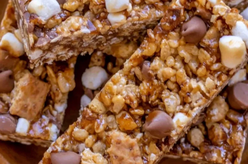 Homemade granola bars made with oats, nuts, and honey.